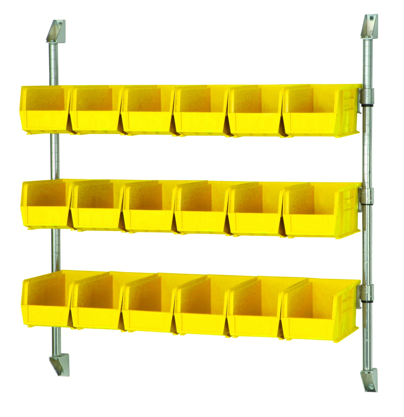 Quantum CAN-34-24BH-230YL Cantilever Bin Holder Post Wall Mount, 24"W x 10-7/8"D x 34"H, Chrome