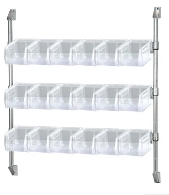 Quantum CAN-34-24BH-230CL Cantilever Bin Holder Post Wall Mount, 24"W x 10-7/8"D x 34"H, Chrome