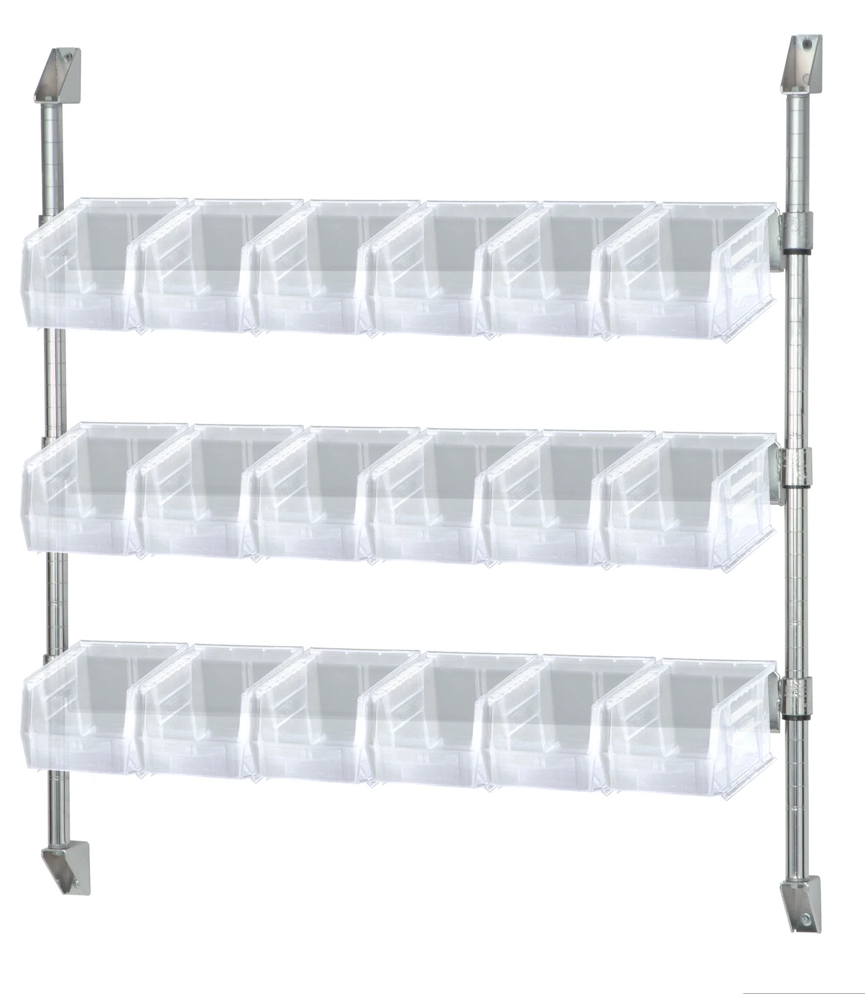 Quantum CAN-34-24BH-230CL Cantilever Bin Holder Post Wall Mount, 24"W x 10-7/8"D x 34"H, Chrome