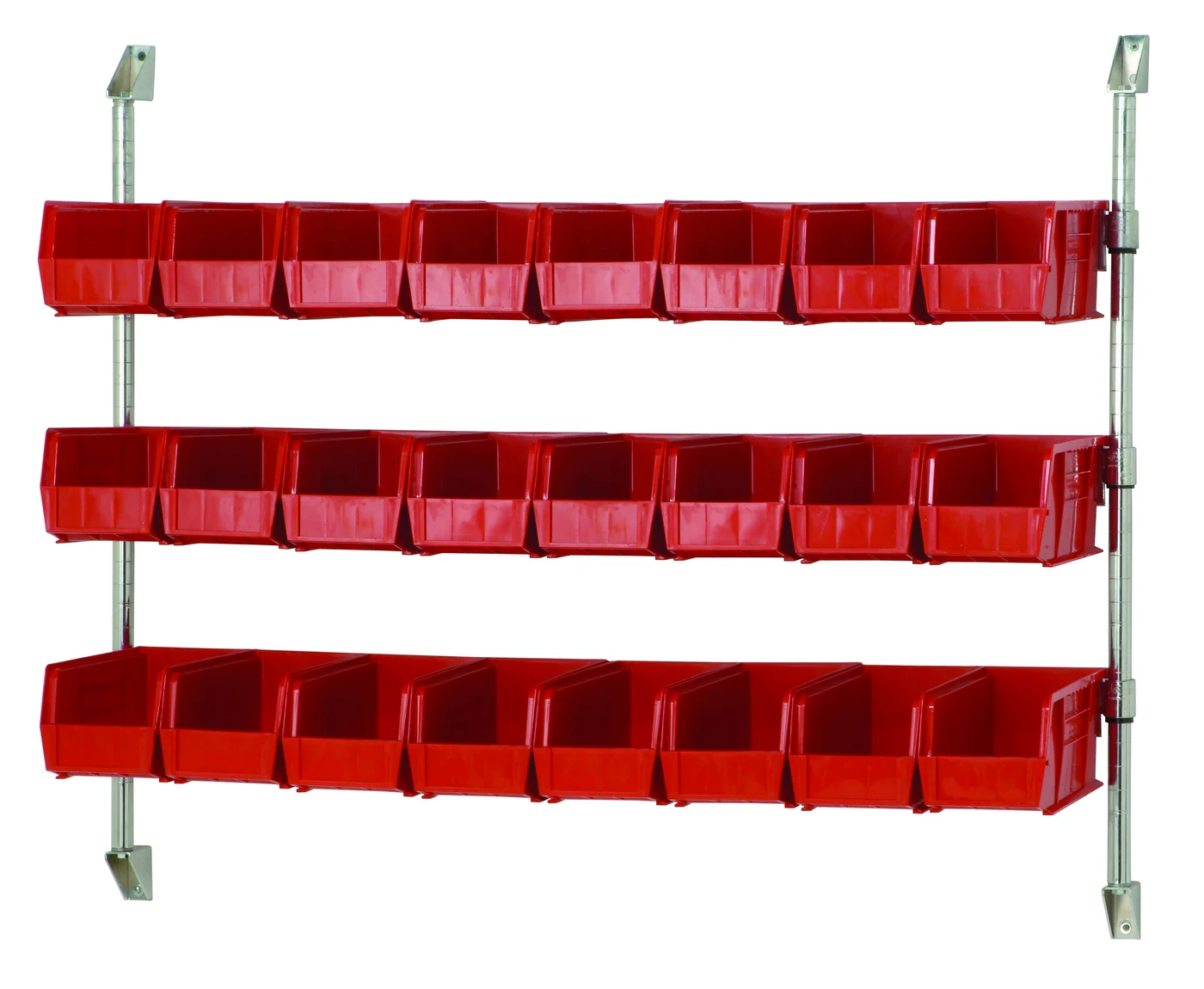 Quantum CAN-34-48BH-230RD Cantilever Bin Holder Post Wall Mount, 48"W x 10-7/8"D x 34"H, Chrome