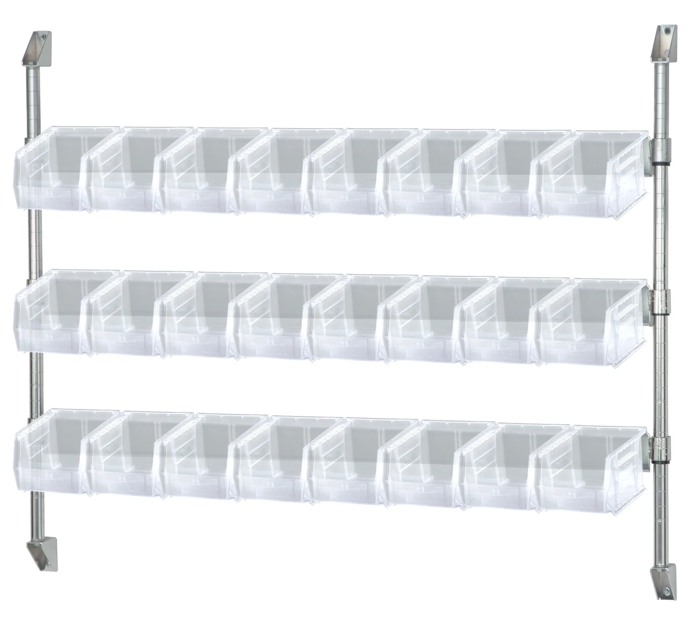 Quantum CAN-34-48BH-230CL Cantilever Bin Holder Post Wall Mount, 48"W x 10-7/8"D x 34"H, Chrome