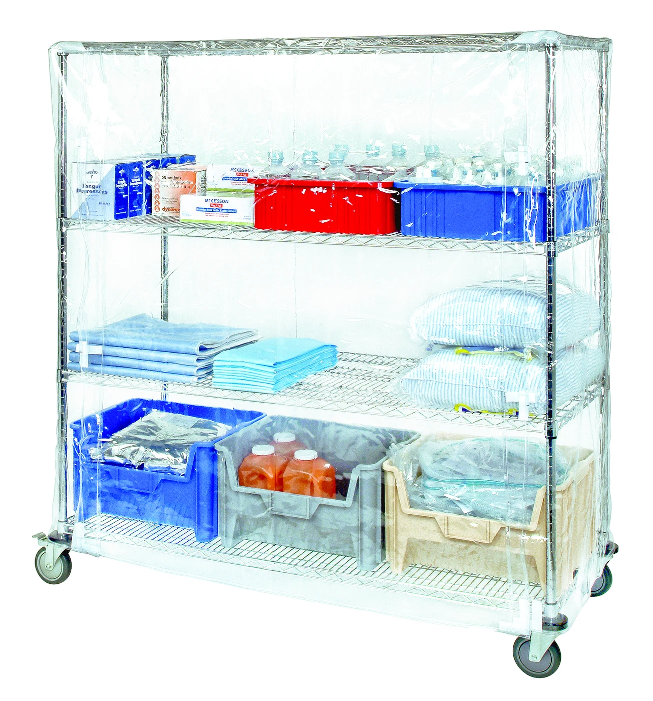 Quantum CC247274CVV Wire Cart Cover, 24"D x 72"W x 74"H, Clear