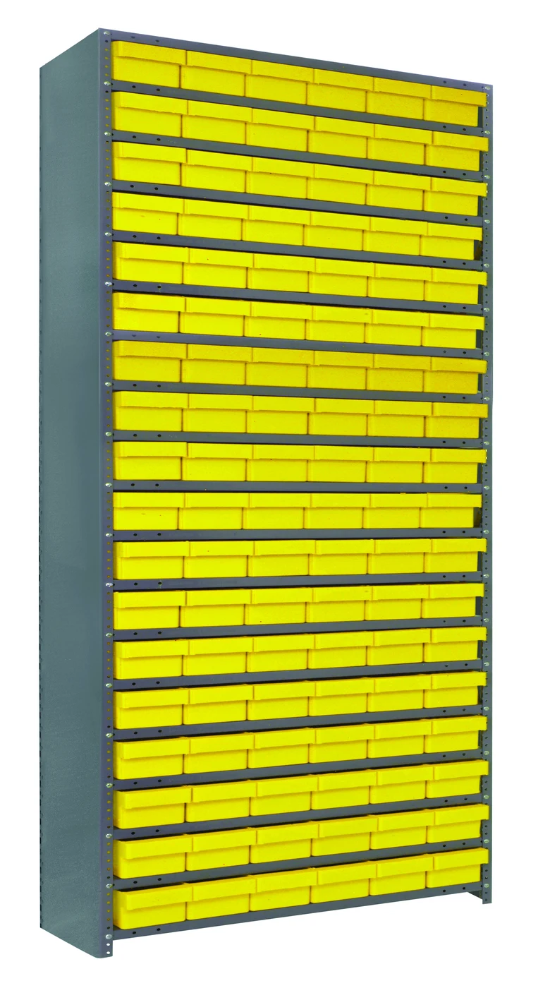 Quantum CL1275-401YL Shelving Unit, 12"D x 36"L x 75"H, 400 lb capacity, Galvannized