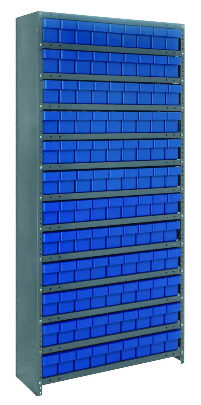 Quantum CL1275-501BL Closed Shelving Unit, 12"D x 36"L x 75"H, 400 lb capacity, Galvannized