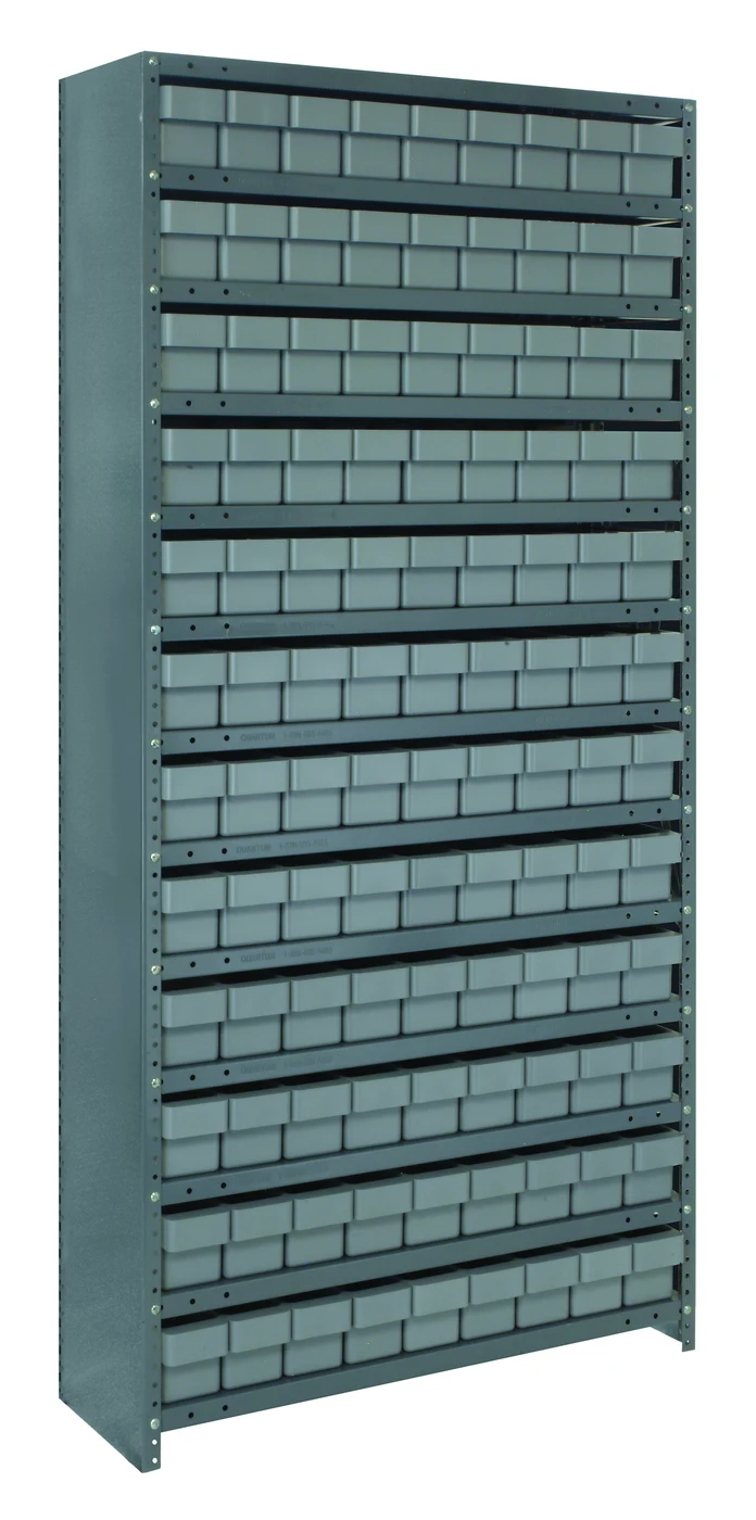 Quantum CL1275-501GY Closed Shelving Unit, 12"D x 36"L x 75"H, 400 lb capacity, Galvannized