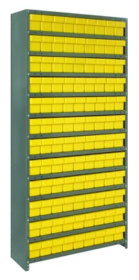 Quantum CL1275-501YL Closed Shelving Unit, 12"D x 36"L x 75"H, 400 lb capacity, Galvannized