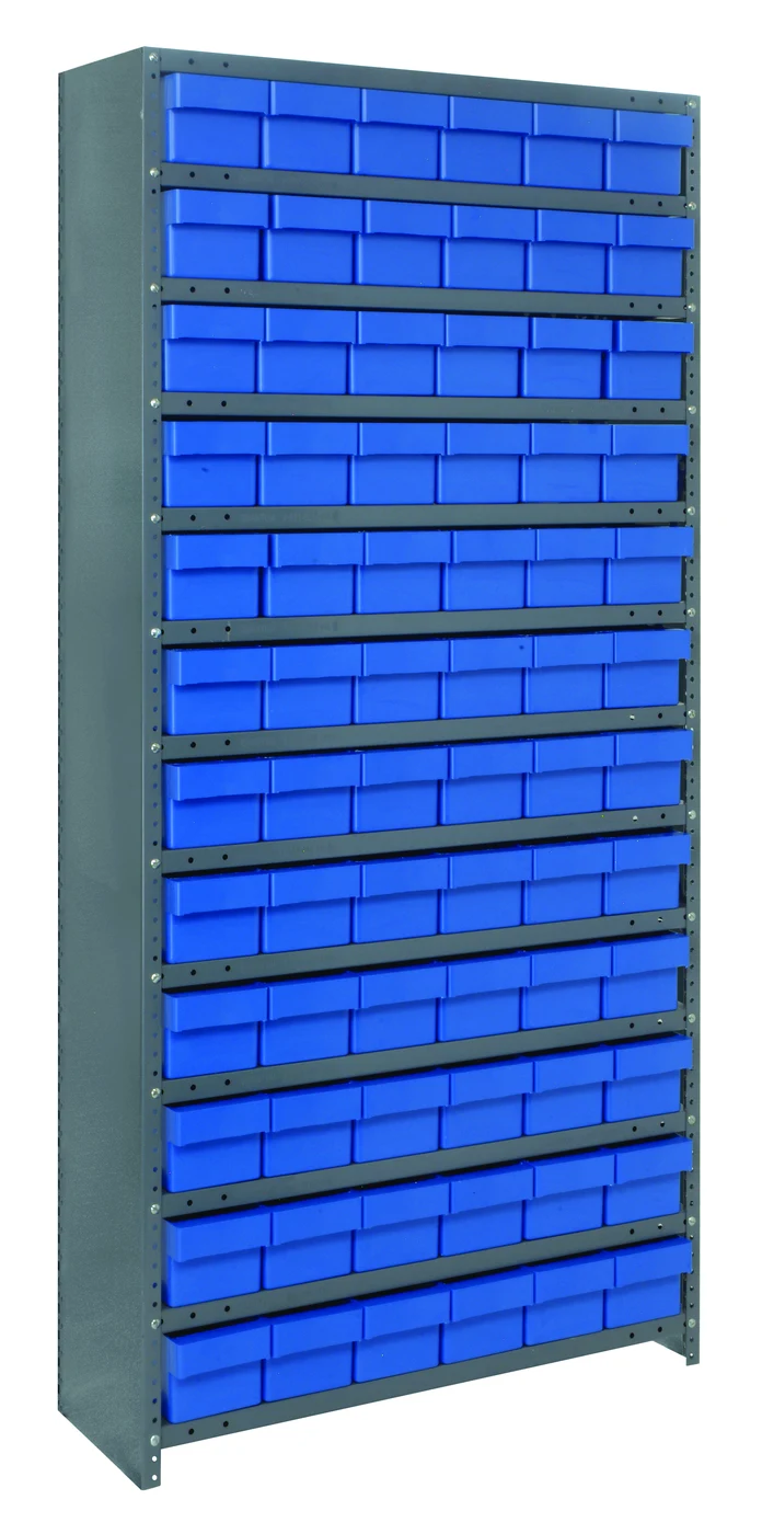 Quantum CL1275-601BL Closed Shelving Unit, 12"D x 36"L x 75"H, 400 lb capacity, Galvannized