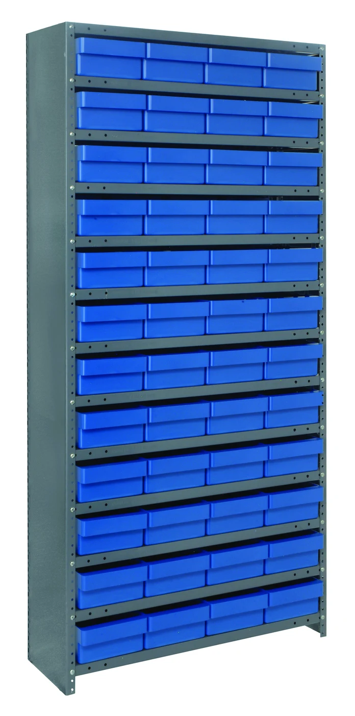 Quantum CL1275-467BL Closed Shelving Unit, 12"D x 36"L x 75"H, 400 lb capacity, Galvannized