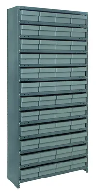 Quantum CL1275-467GY Closed Shelving Unit, 12"D x 36"L x 75"H, 400 lb capacity, Galvannized