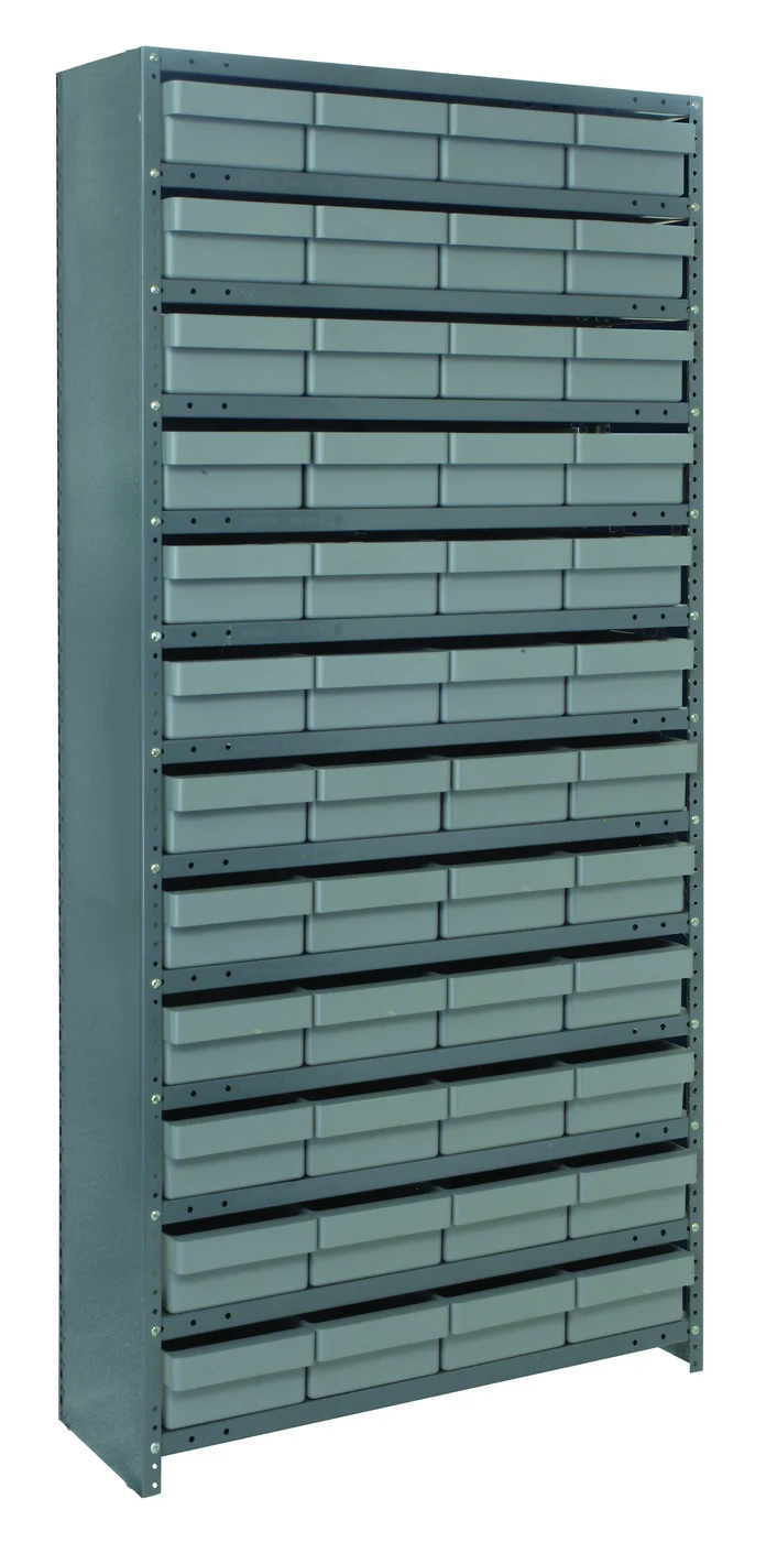 Quantum CL1275-467GY Closed Shelving Unit, 12"D x 36"L x 75"H, 400 lb capacity, Galvannized