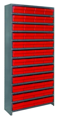 Quantum CL1275-467RD Closed Shelving Unit, 12"D x 36"L x 75"H, 400 lb capacity, Galvannized