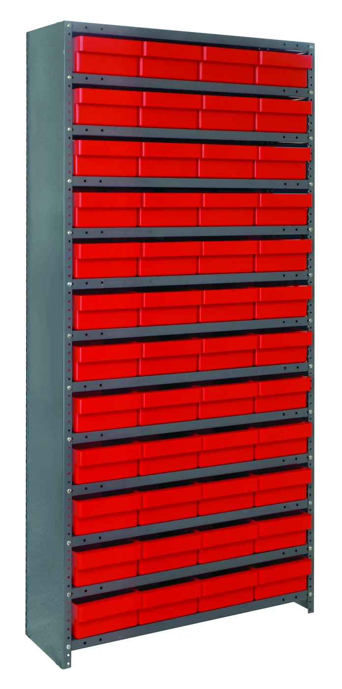 Quantum CL1275-701RD Closed Shelving Unit, 12"D x 36"L x 75"H, 400 lb capacity, Galvannized