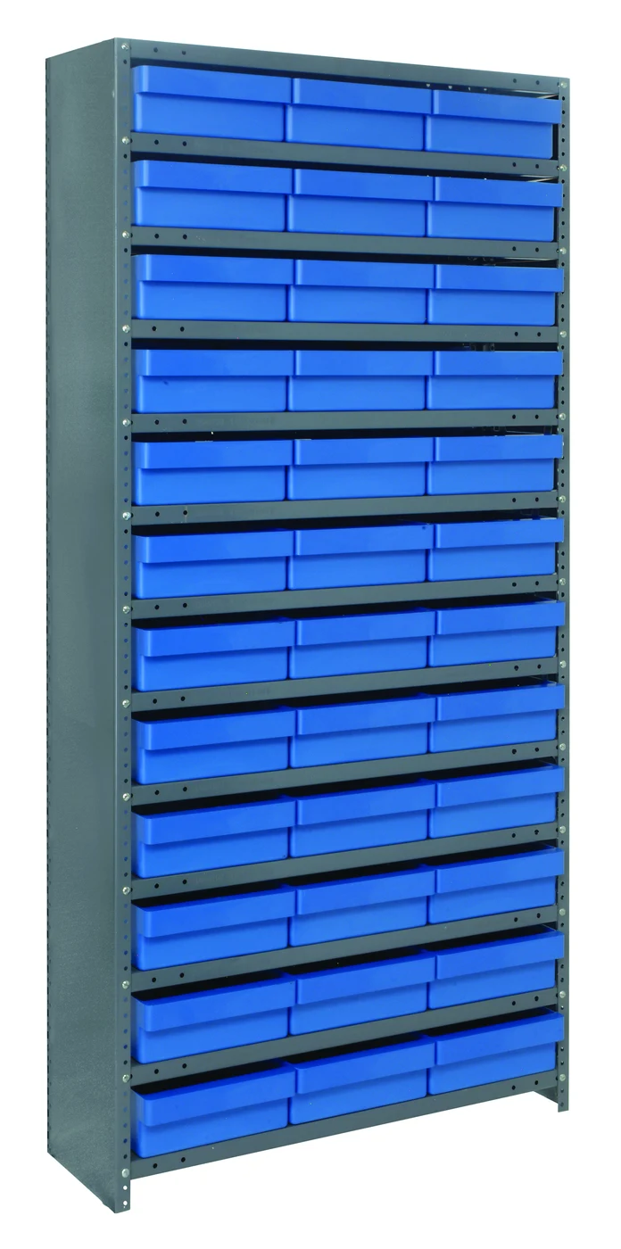 Quantum CL1275-678BL Closed Shelving Unit, 12"D x 36"L x 39"H, 400 lb capacity, Galvannized