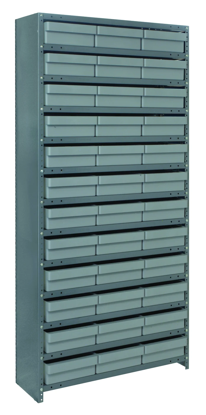 Quantum CL1275-801GY Closed Shelving Unit, 12"D x 36"L x 75"H, 400 lb capacity, Galvannized