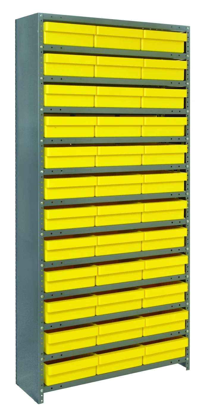 Quantum CL1275-801YL Closed Shelving Unit, 12"D x 36"L x 75"H, 400 lb capacity, Galvannized