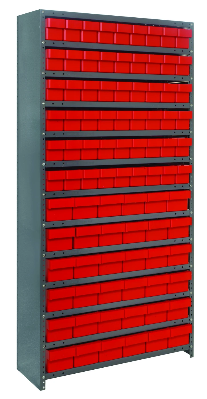 Quantum CL1875-624RD Closed Shelving Unit, 18"D x 36"L x 75"H, 400 lb capacity, Galvannized