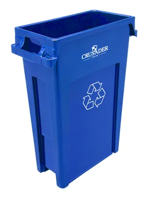 Quantum CTH-23RBL Thin Recyclining Container, 22"D x 11"W x 30"H, 23 gal. capacity, Blue