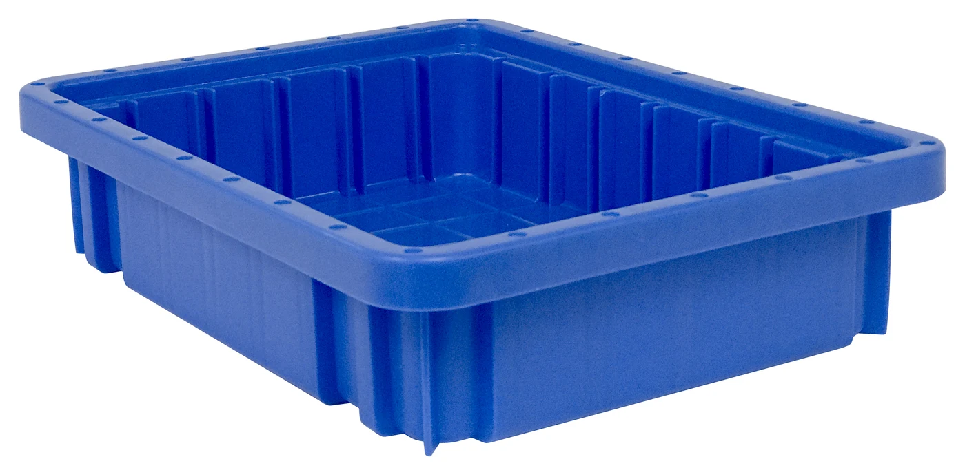 Quantum DG91025BLCS Dividable Grid Container, 10-7/8"L x 8-1/4"W x 2-1/2"H, Blue, Case of 20