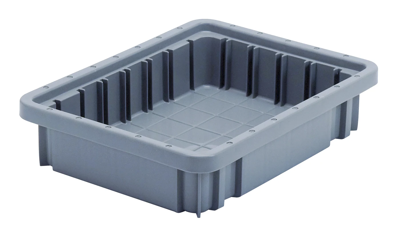 Quantum DG91025GYCS Dividable Grid Container, 10-7/8"L x 8-1/4"W x 2-1/2"H, Gray, Case of 20