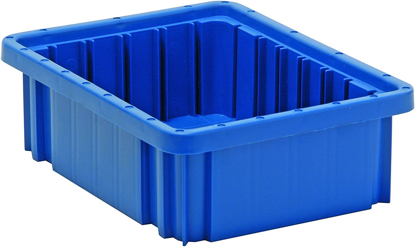Quantum DG91035BLCS Dividable Grid Container, 10-7/8"L x 8-1/4"W x 3-1/2"H, Blue, Case of 20