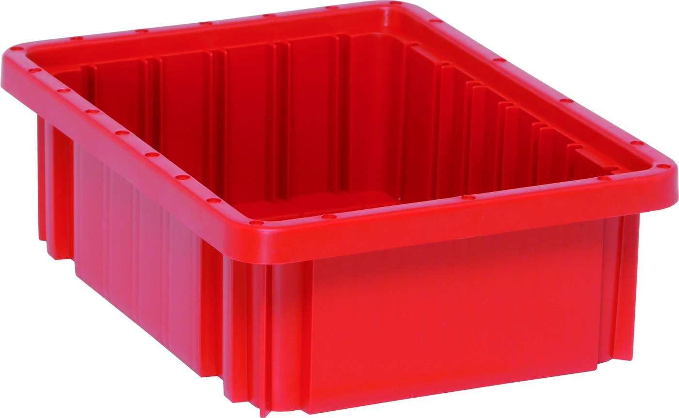 Quantum DG91035RDCS Dividable Grid Container, 10-7/8"L x 8-1/4"W x 3-1/2"H, Red, Case of 20