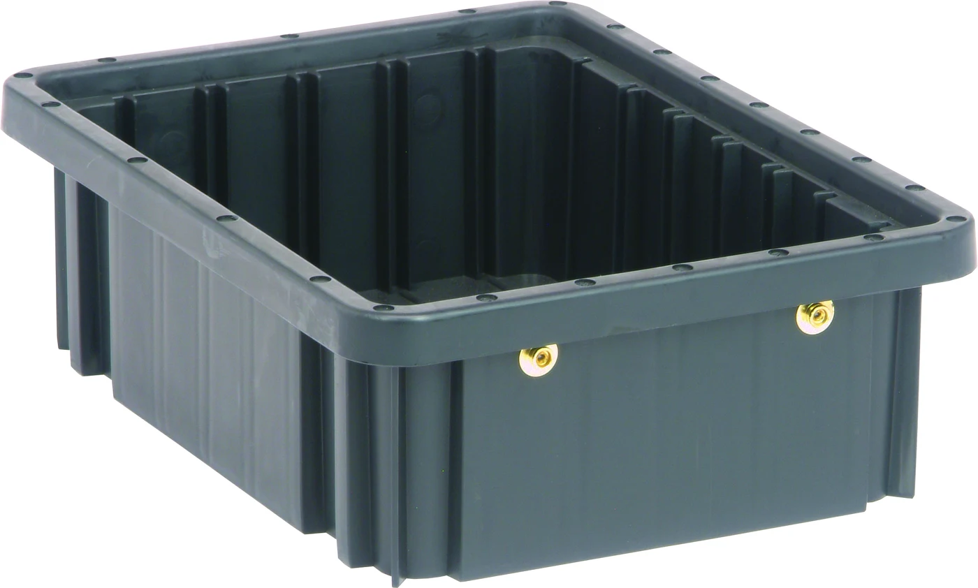 Quantum DG91035COCS Conductive Dividable Grid Container, 10-7/8"L x 8-1/4"W x 3-1/2"H, Black, Case of 20