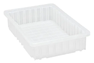 Quantum DG92035CLCS Dividable Grid Container, 16-1/2"L x 10-7/8"W x 3-1/2"H, Clear, Case of 12