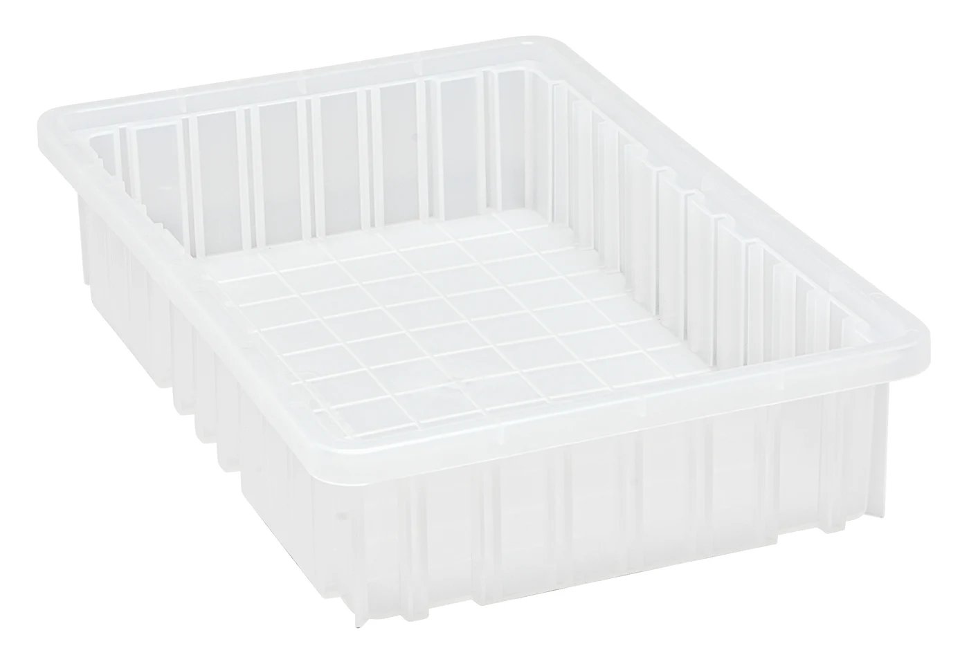 Quantum DG92035CLCS Dividable Grid Container, 16-1/2"L x 10-7/8"W x 3-1/2"H, Clear, Case of 12