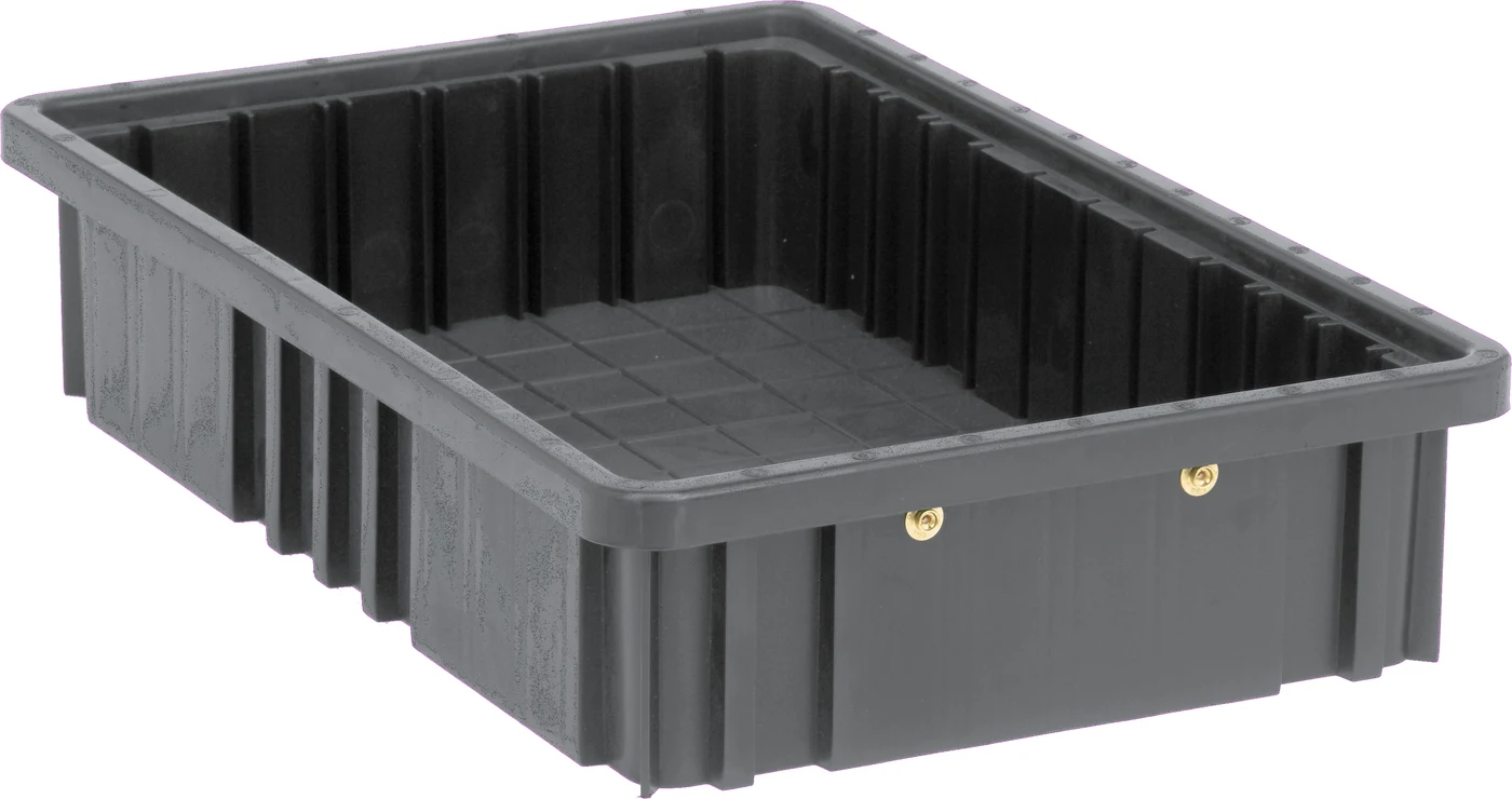 Quantum DG92035COCS Conductive Dividable Grid Container, 16-1/2"L x 10-7/8"W x 3-1/2"H, Black, Case of 12