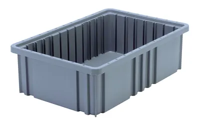 Quantum DG92050GYCS Dividable Grid Container, 16-1/2"L x 10-7/8"W x 5"H, Gray, Case of 12