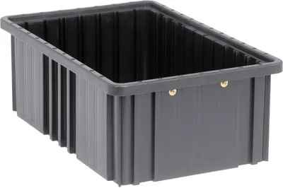 Quantum DG92060COCS Conductive Dividable Grid Container, 16-1/2"L x 10-7/8"W x 6"H, Black, Case of 8