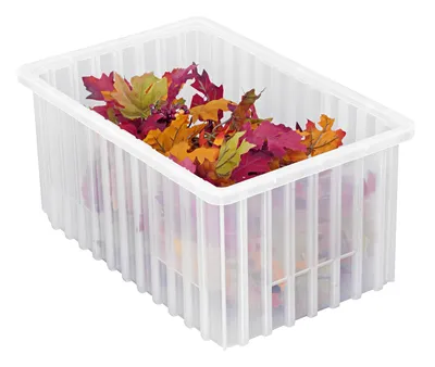 Quantum DG92035BLCS Dividable Grid Container, 16-1/2"L x 10-7/8"W x 3-1/2"H, Blue, Case of 12 — in use