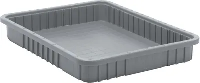 Quantum DG93030GYCS Dividable Grid Container, 22-1/2"L x 17-1/2"W x 3"H, Gray, Case of 6