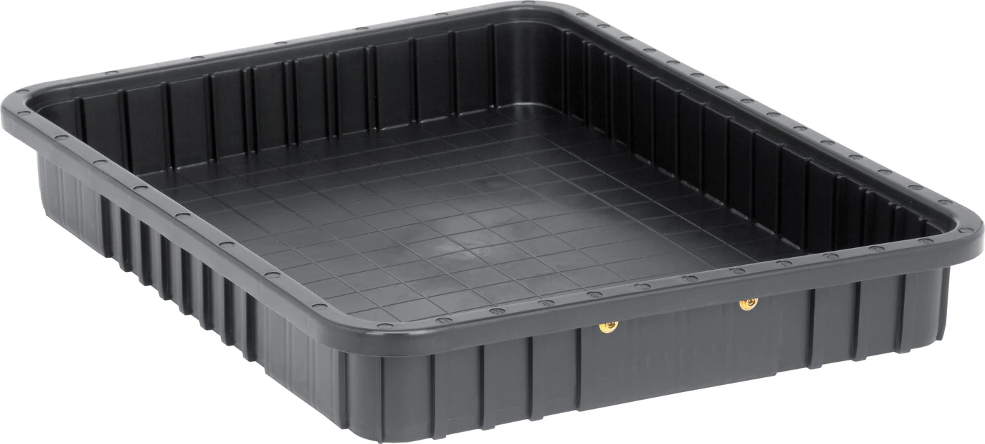 Quantum DG93030COCS Conductive Dividable Grid Container, 22-1/2"L x 17-1/2"W x 3"H, Black, Case of 6
