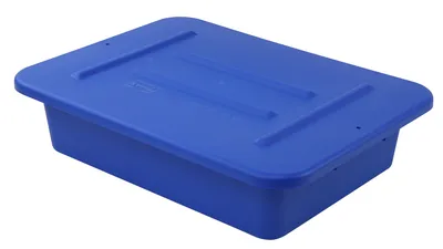 Quantum FSB-L2216BLCS Bussing Tub Lid, 16-1/2"W x 22"L, Blue, Case of 12 — in use