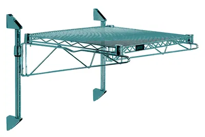 Quantum WC14-CB1824P Cantilever Single Shelf Post Wall Mount, 24"D x 18"W, Green
