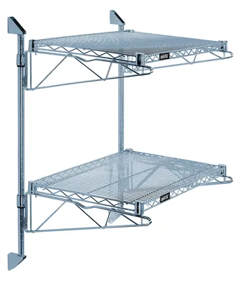 Quantum WC34-CB1224GY Cantilever Double Shelf Post Wall Mount, 24"D x 12"W, Gray