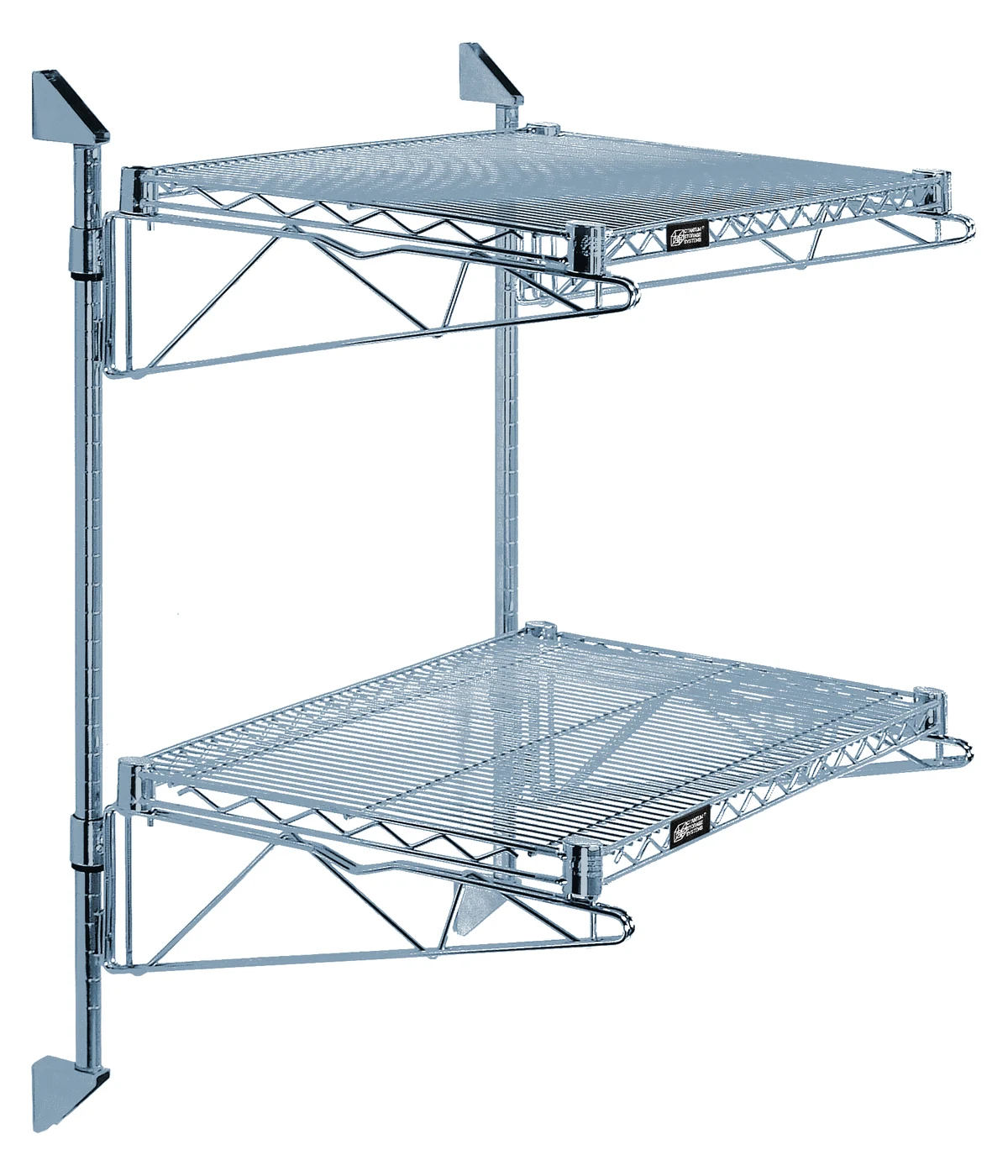 Quantum WC34-CB1824GY Cantilever Double Shelf Post Wall Mount, 24"D x 18"W, Gray
