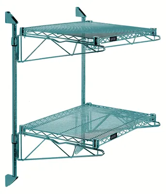 Quantum WC34-CB1224P Cantilever Double Shelf Post Wall Mount, 24"D x 12"W, Green