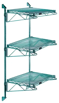 Quantum WC63-CB1442P Cantilever Double Shelf Post Wall Mount, 42"D x 14"W, Green