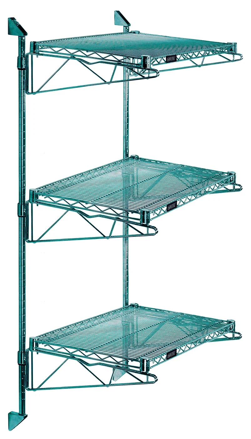 Quantum WC54-CB2136P Cantilever Double Shelf Post Wall Mount, 36"D x 21"W, Green