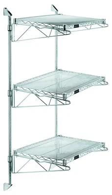 Quantum WC63-CB1424C Cantilever Double Shelf Post Wall Mount, 24"D x 14"W, Chrome