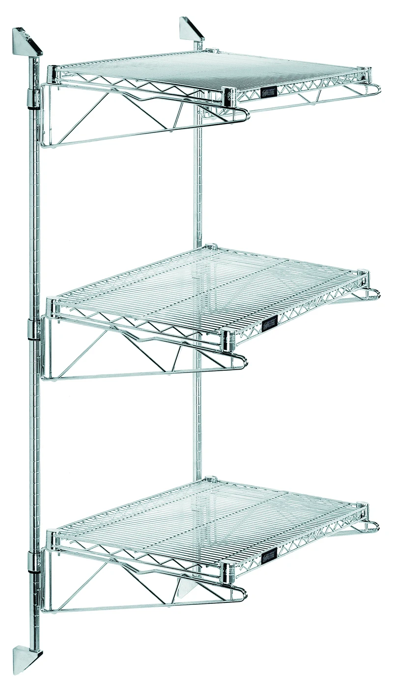 Quantum WC54-CB2160C Cantilever Double Shelf Post Wall Mount, 60"D x 21"W, Chrome