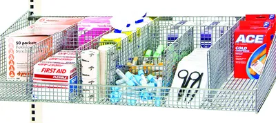Quantum DSK24 Basket Divider for Use with 24"D Post Baskets, Chrome — in use