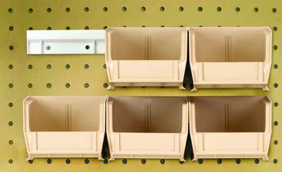 Quantum HNS210IV Hang-n-Stack Bin, 5-3/8"L x 4-1/8"W x 3"H, Ivory, Pack of 6