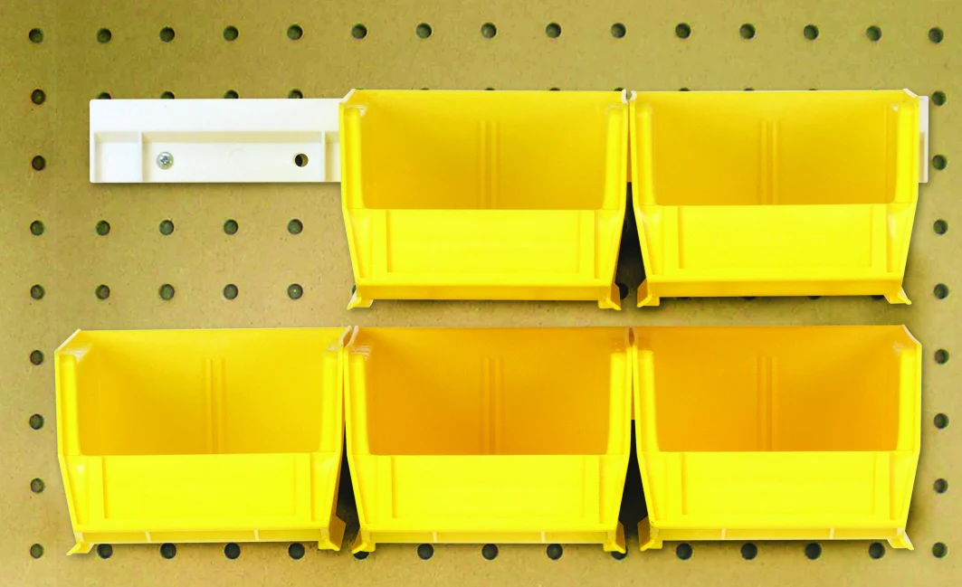 Quantum HNS210YL Hang-n-Stack Bin, 5-3/8"L x 4-1/8"W x 3"H, Yelow, Pack of 6