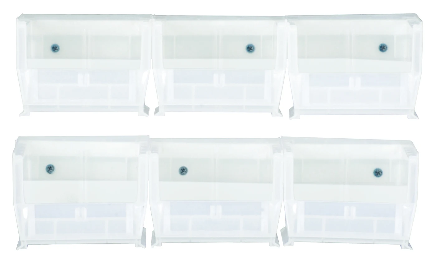 Quantum HNS220CL Hang-n-Stack Bin, 7-3/8"L x 4-1/8"W x 3"H, Clear, Pack of 6