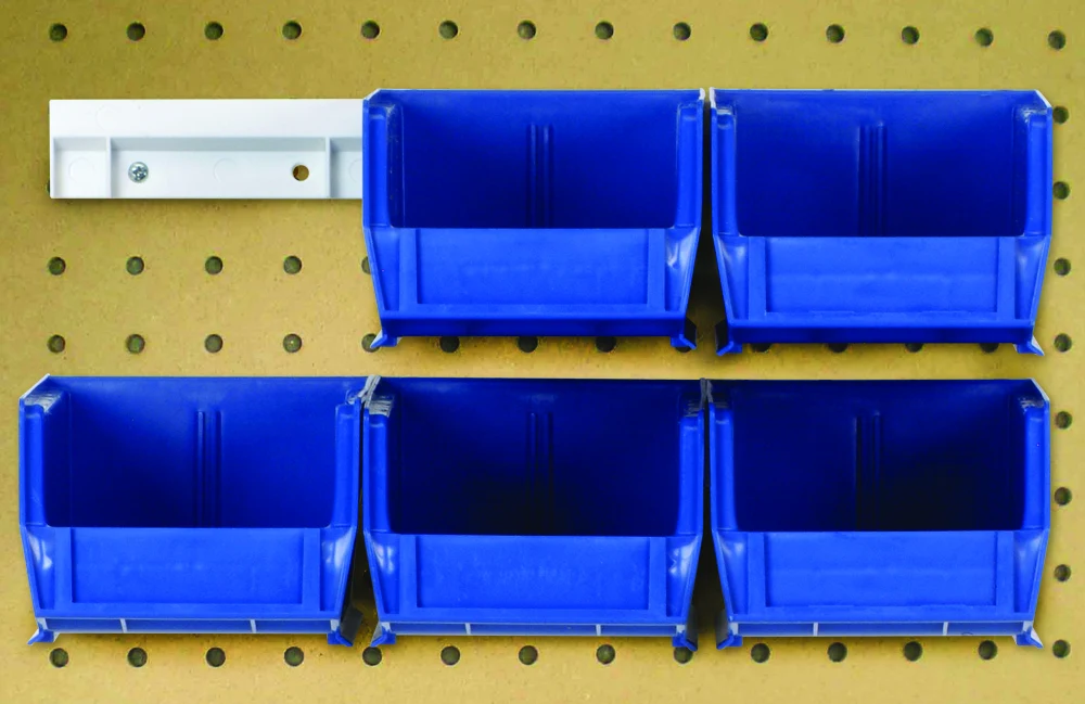 Quantum HNS220BL Hang-n-Stack Bin, 7-3/8"L x 4-1/8"W x 3"H, Blue, Pack of 6