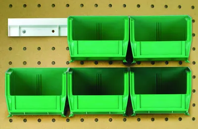 Quantum HNS220GN Hang-n-Stack Bin, 7-3/8"L x 4-1/8"W x 3"H, Green, Pack of 6