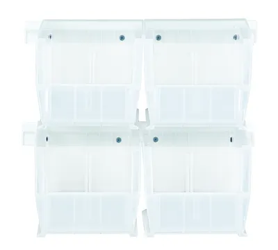 Quantum HNS230CL Hang-n-Stack Bin, 10-7/8"L x 5-1/2"W x 5"H, Clear, Pack of 4